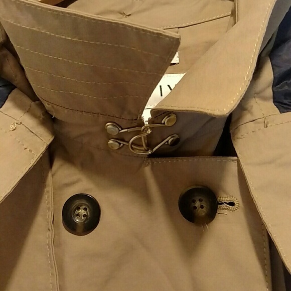 NWOT AVA&VIV Water Resistant Khaki Hooded Raincoat - Picture 6 of 7